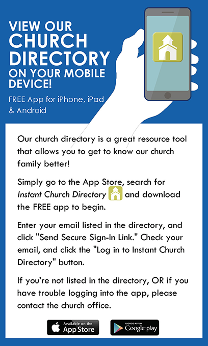Instant Church Directory member announcement 3 x 5